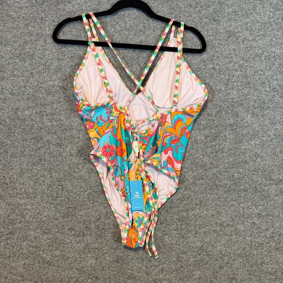 Cupshe One Piece Swimsuit Womens‎ Large Floral Colorful Bohemian Artsy NEW - Picture 7 of 13